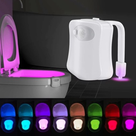 Luce notturna per wc sensore di movimento PIR luci per wc lampada da notte per bagno a LED 8 colori illuminazione per wc per bag