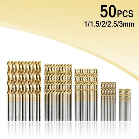 50 pezzi 1-3mm in acciaio ad alta velocità Twist Drill Set di utensili in acciaio inossidabile strumenti per alesatore di metall